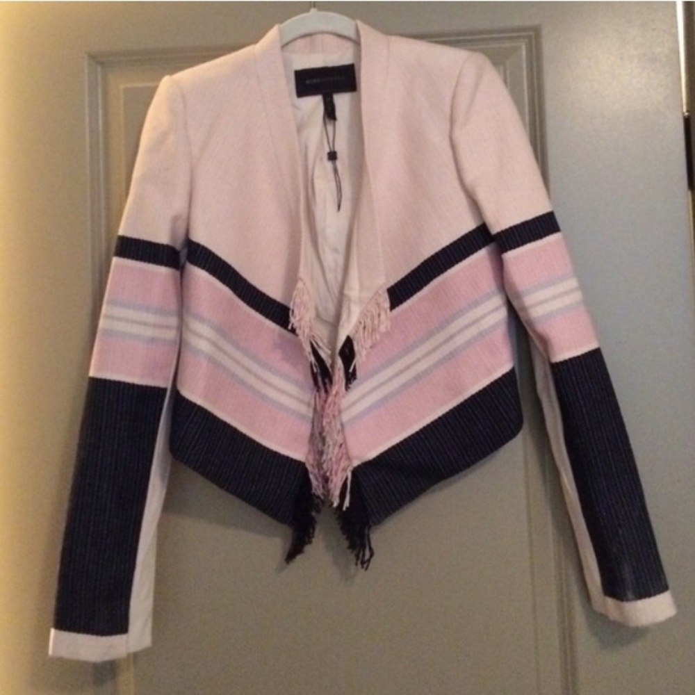 BCBG fray fringe jacket blazer EUC
